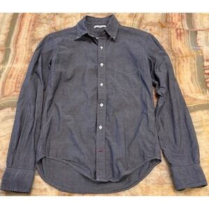 Gustin Men's Button Down Shirt Charcoal Gray Twill Chest Pocket Long Sleeve S